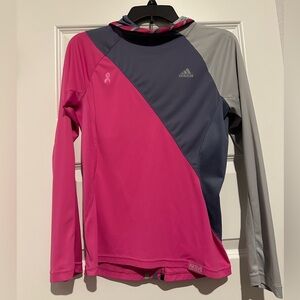 Adidas Gray and Pink Running Hoodie Small